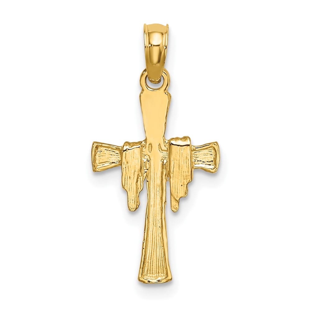 10K Yellow Gold Solid Polished Medium Cross with Drape Charm