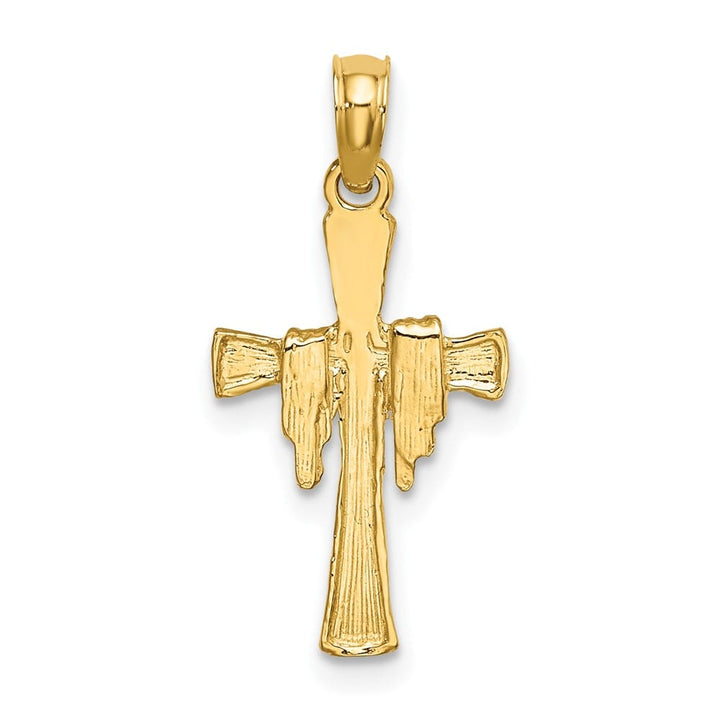 10K Yellow Gold Solid Polished Medium Cross with Drape Charm