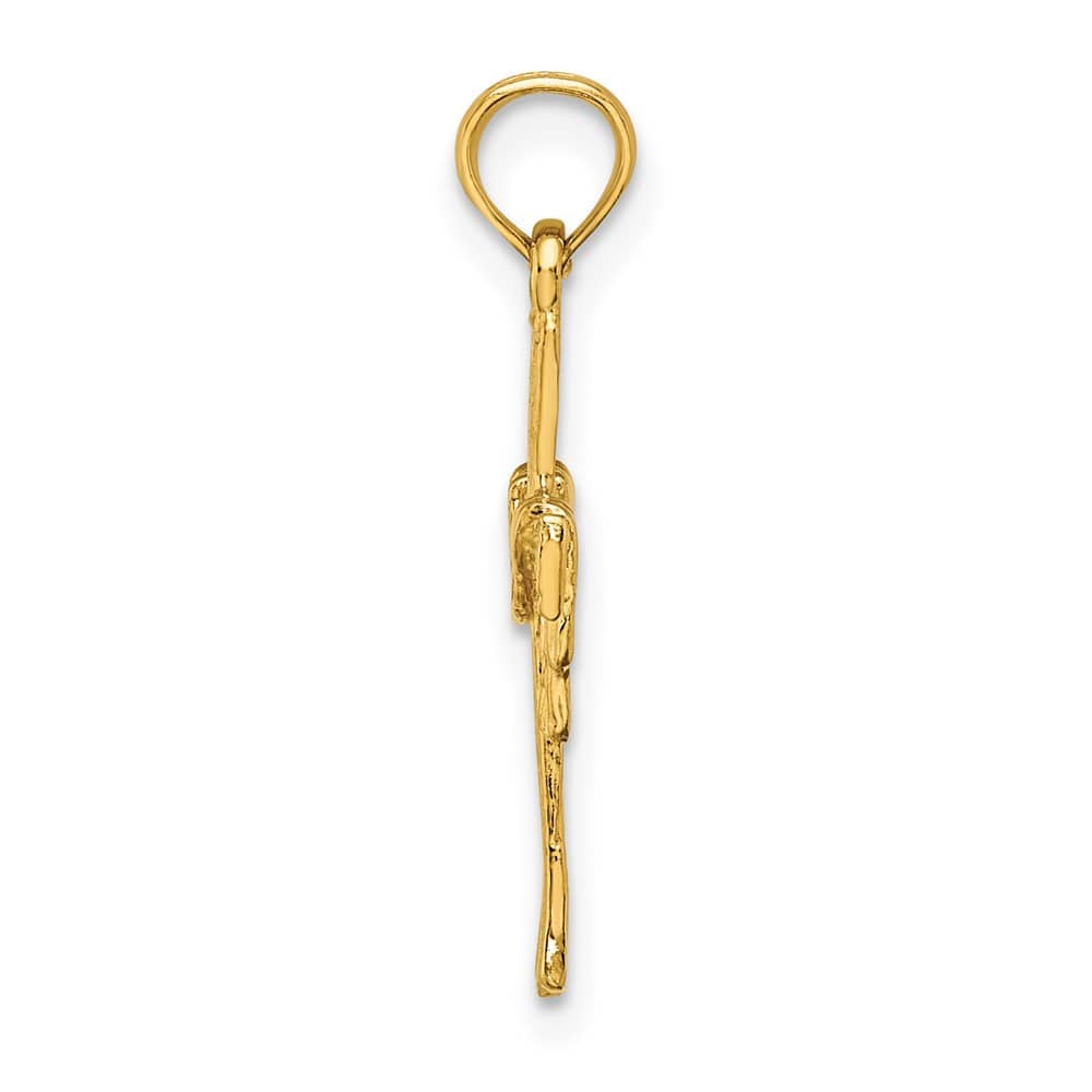 10K Yellow Gold Solid Polished Medium Cross with Drape Charm
