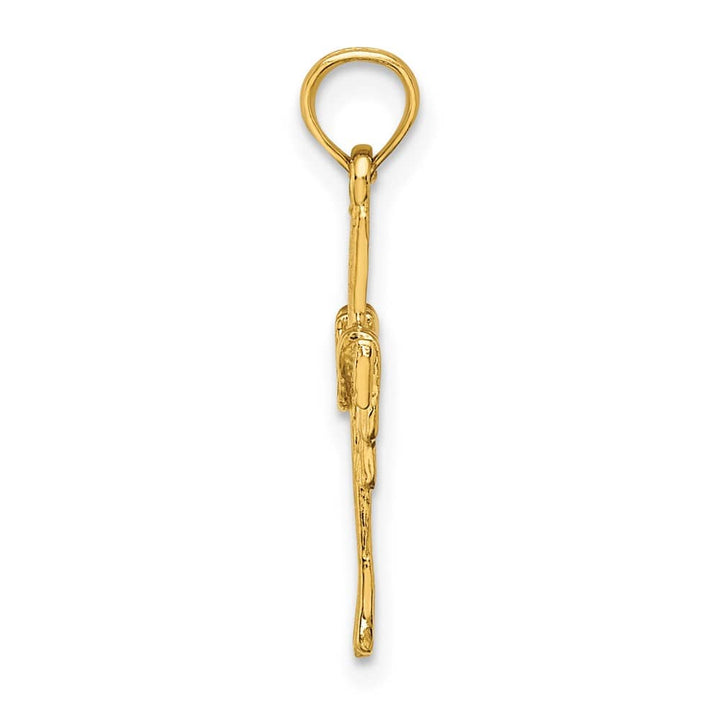 10K Yellow Gold Solid Polished Medium Cross with Drape Charm