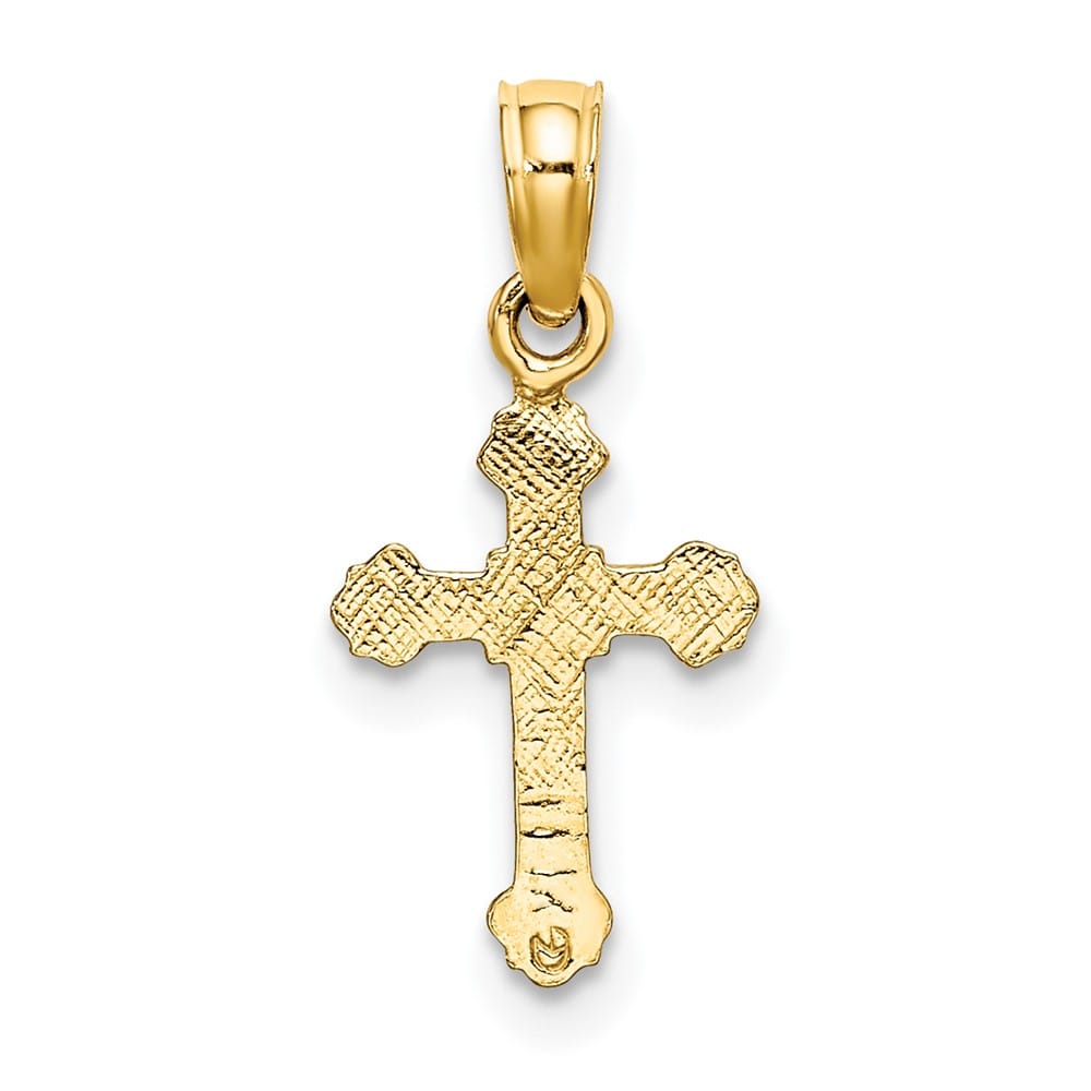 10K Yellow Gold Solid Polished Medium Crucifix with Fancy Tips Charm