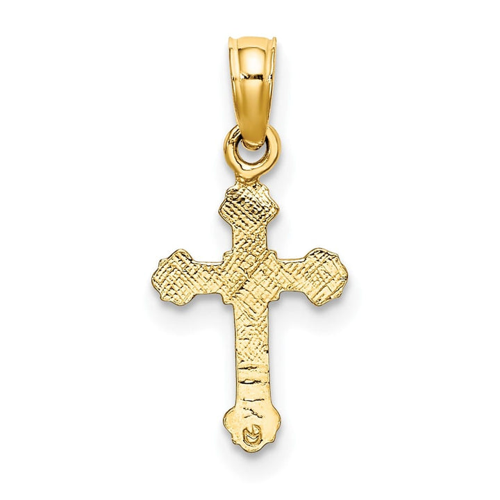 10K Yellow Gold Solid Polished Medium Crucifix with Fancy Tips Charm