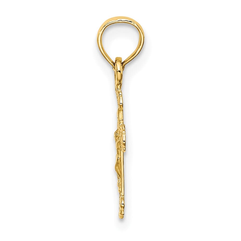 10K Yellow Gold Solid Polished Medium Crucifix with Fancy Tips Charm