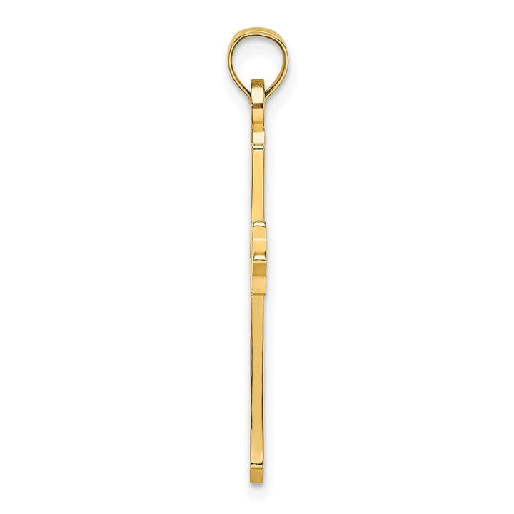10K Yellow Gold Solid Polished Medium Cut-Out Budded Cross Charm