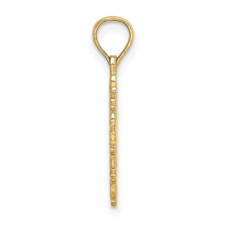 10K Yellow Gold Solid Polished Medium Cut-Out Delicate Cross Charm