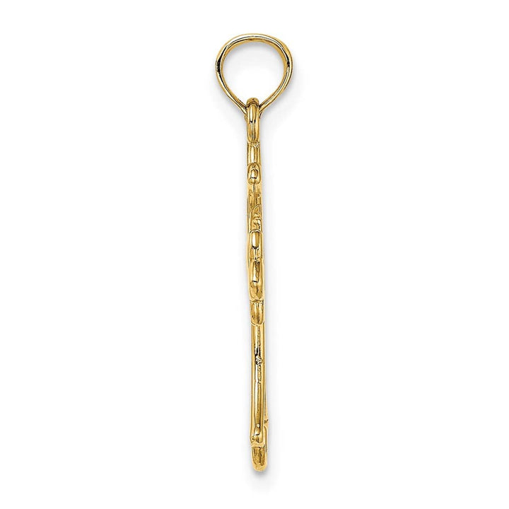 10K Yellow Gold Solid Polished Medium Cut-Out Dove Center Cross Charm