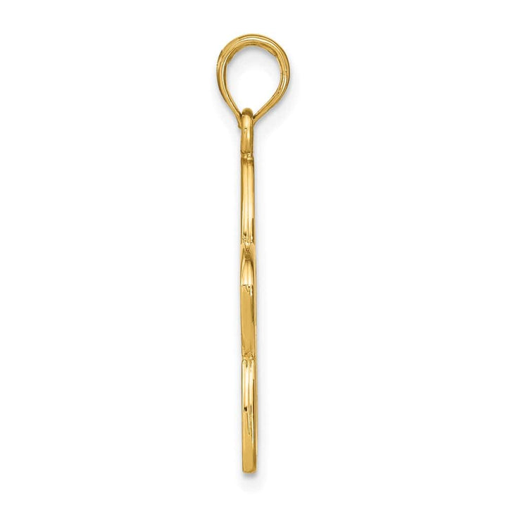10K Yellow Gold Solid Polished Medium Cut Out Flower Pendant