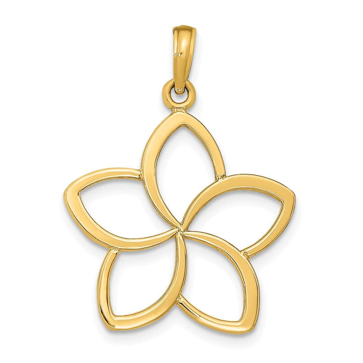 10K Yellow Gold Solid Polished Medium Cut Out Flower Pendant