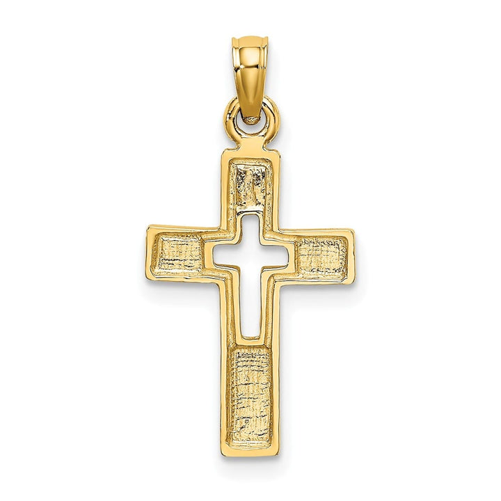 10K Yellow Gold Solid Polished Medium Cut-Out Latin Cross Charm