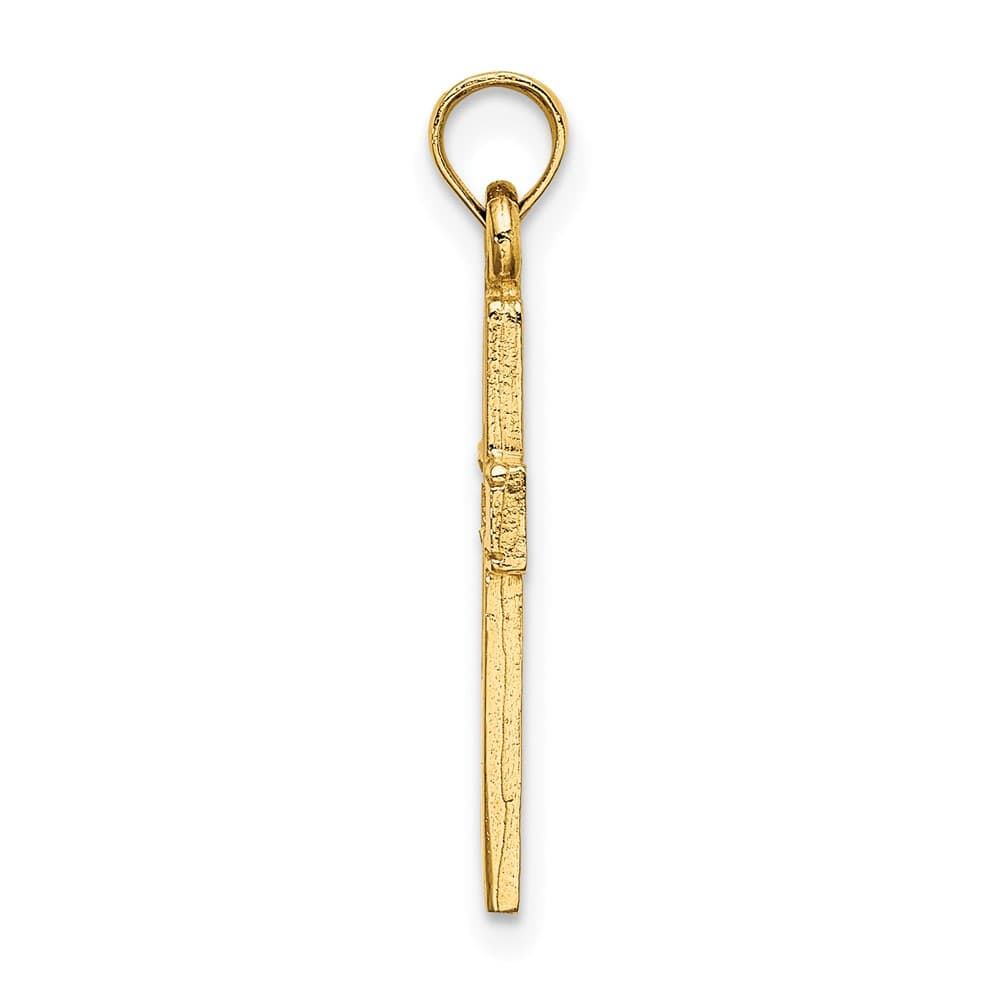 10K Yellow Gold Solid Polished Medium Cut-Out Latin Cross Charm