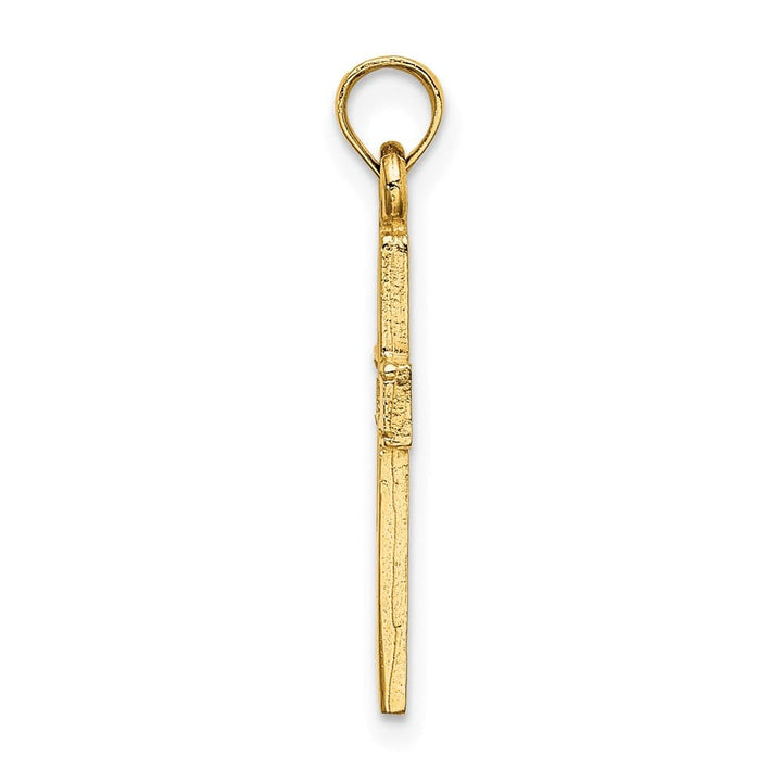 10K Yellow Gold Solid Polished Medium Cut-Out Latin Cross Charm