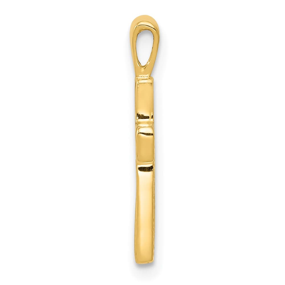 10K Yellow Gold Solid Polished Medium Cut-out Latin Cross Charm