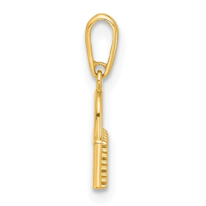 10K Yellow Gold Solid Polished Medium CZ Padlock Charm