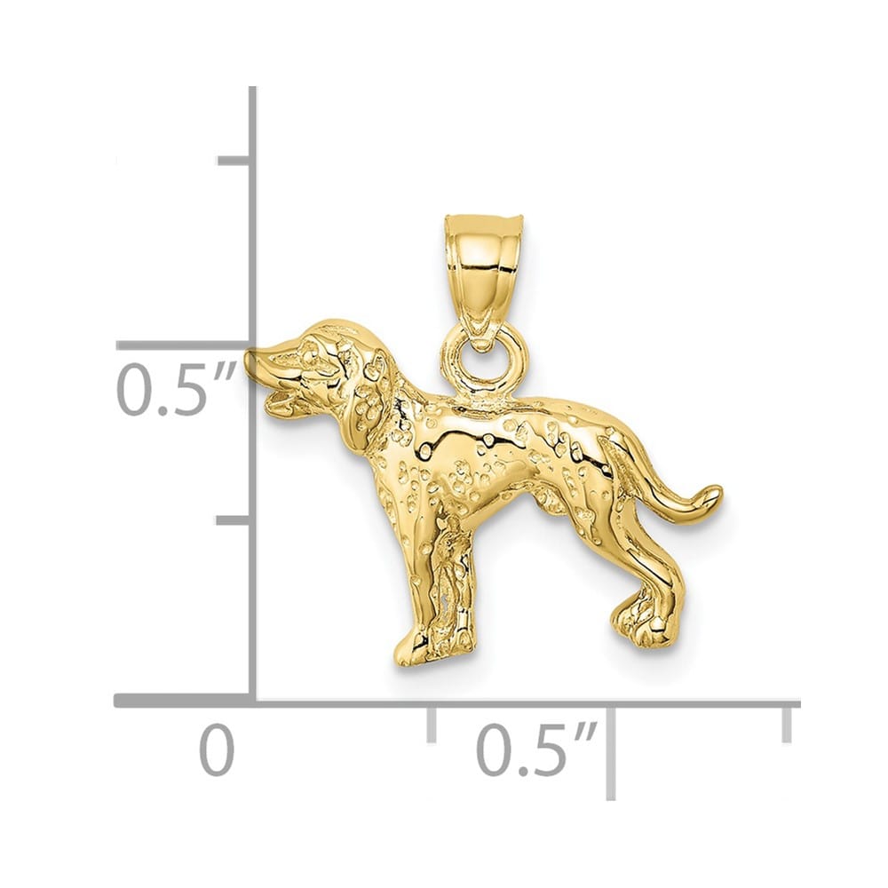 10K Yellow Gold Solid Polished Medium Dalmatian Dog Charm