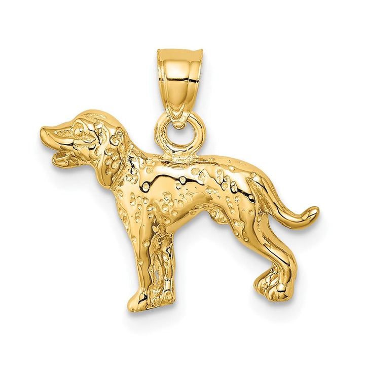 10K Yellow Gold Solid Polished Medium Dalmatian Dog Charm