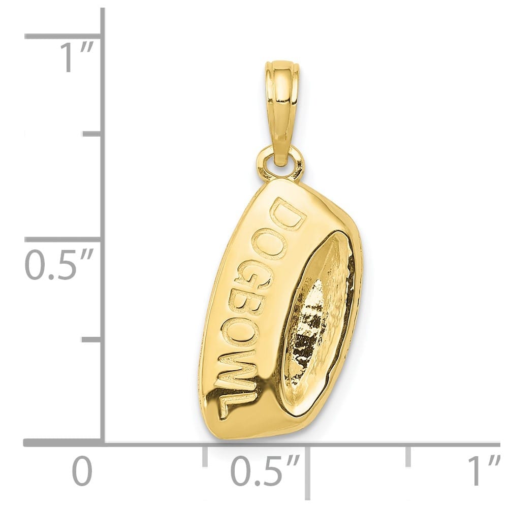 10K Yellow Gold Solid Polished Medium Dog Bowl Pendant