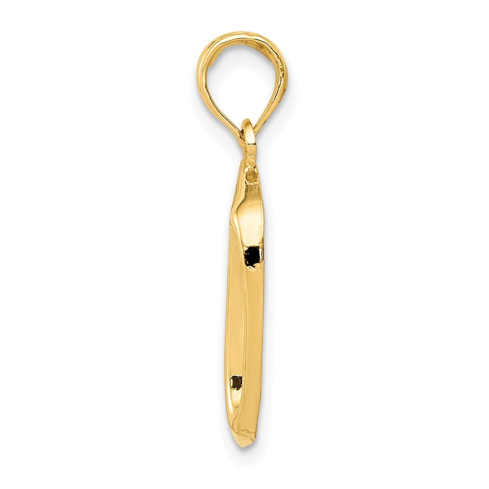 10K Yellow Gold Solid Polished Medium Dog Bowl Pendant