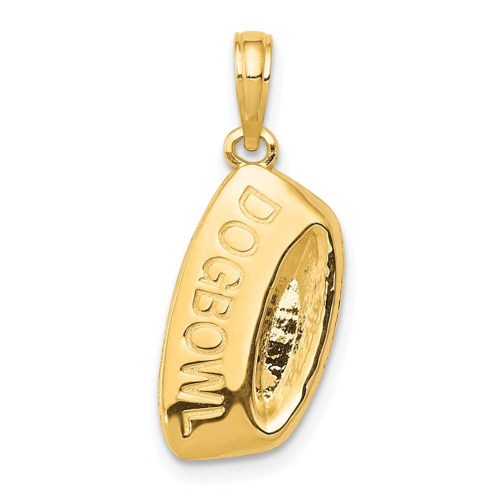 10K Yellow Gold Solid Polished Medium Dog Bowl Pendant