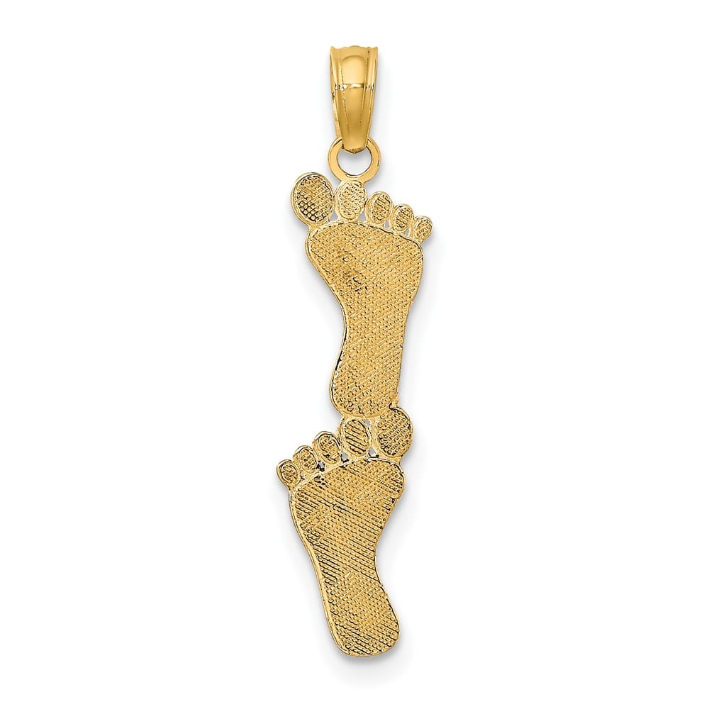 10K Yellow Gold Solid Polished Medium Double Vertical Feet Charm