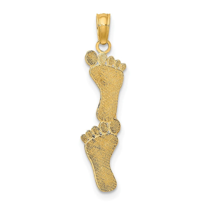 10K Yellow Gold Solid Polished Medium Double Vertical Feet Charm
