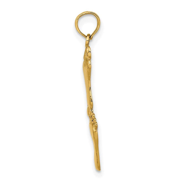 10K Yellow Gold Solid Polished Medium Double Vertical Feet Charm
