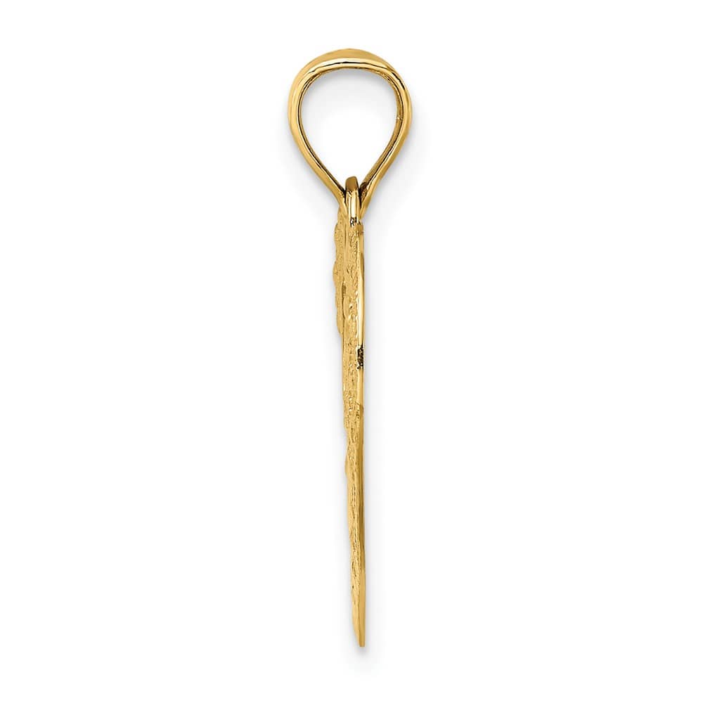 10K Yellow Gold Solid Polished Medium Doves in Heart Charm