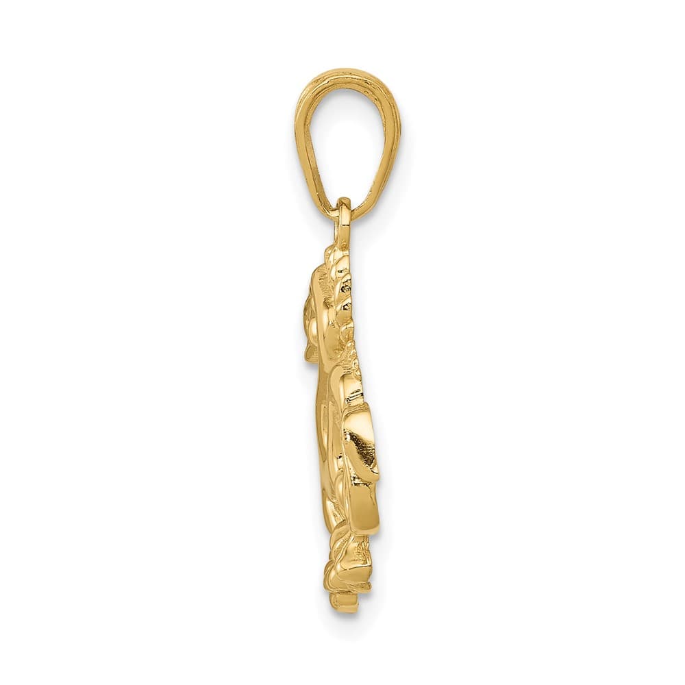 10K Yellow Gold Solid Polished Medium Dragon Pendant