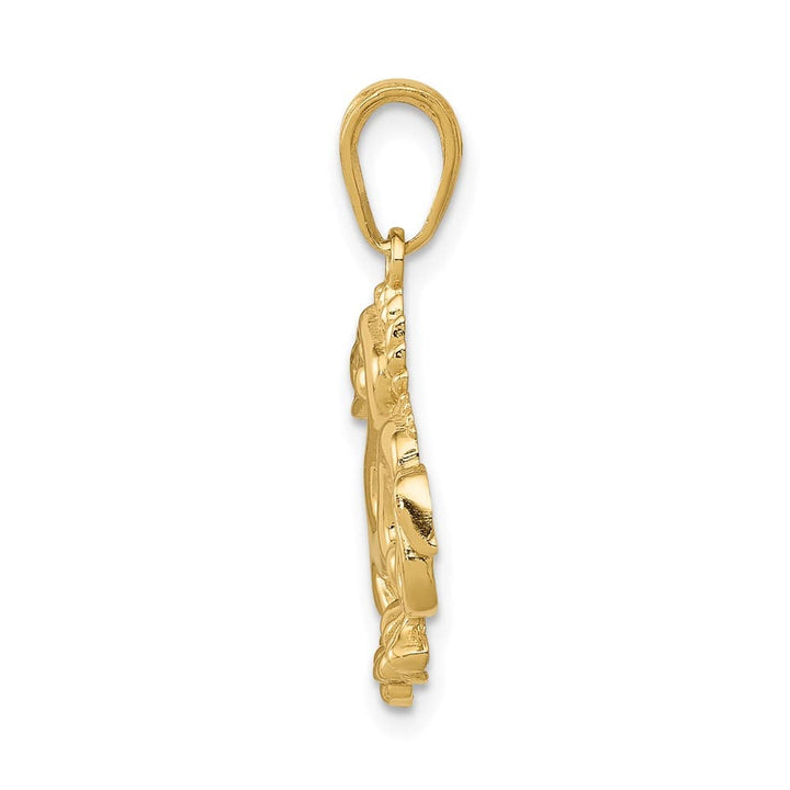 10K Yellow Gold Solid Polished Medium Dragon Pendant