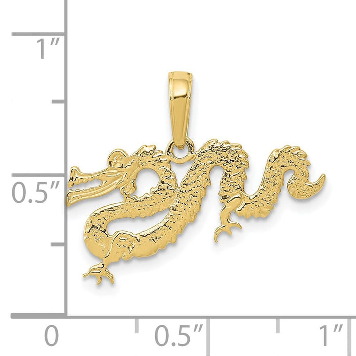 10K Yellow Gold Solid Polished Medium Dragon Pendant