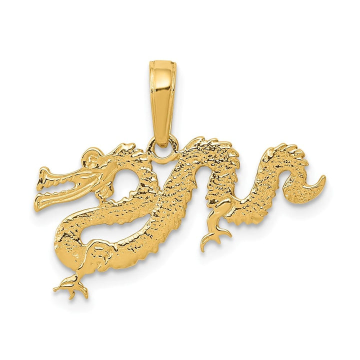 10K Yellow Gold Solid Polished Medium Dragon Pendant