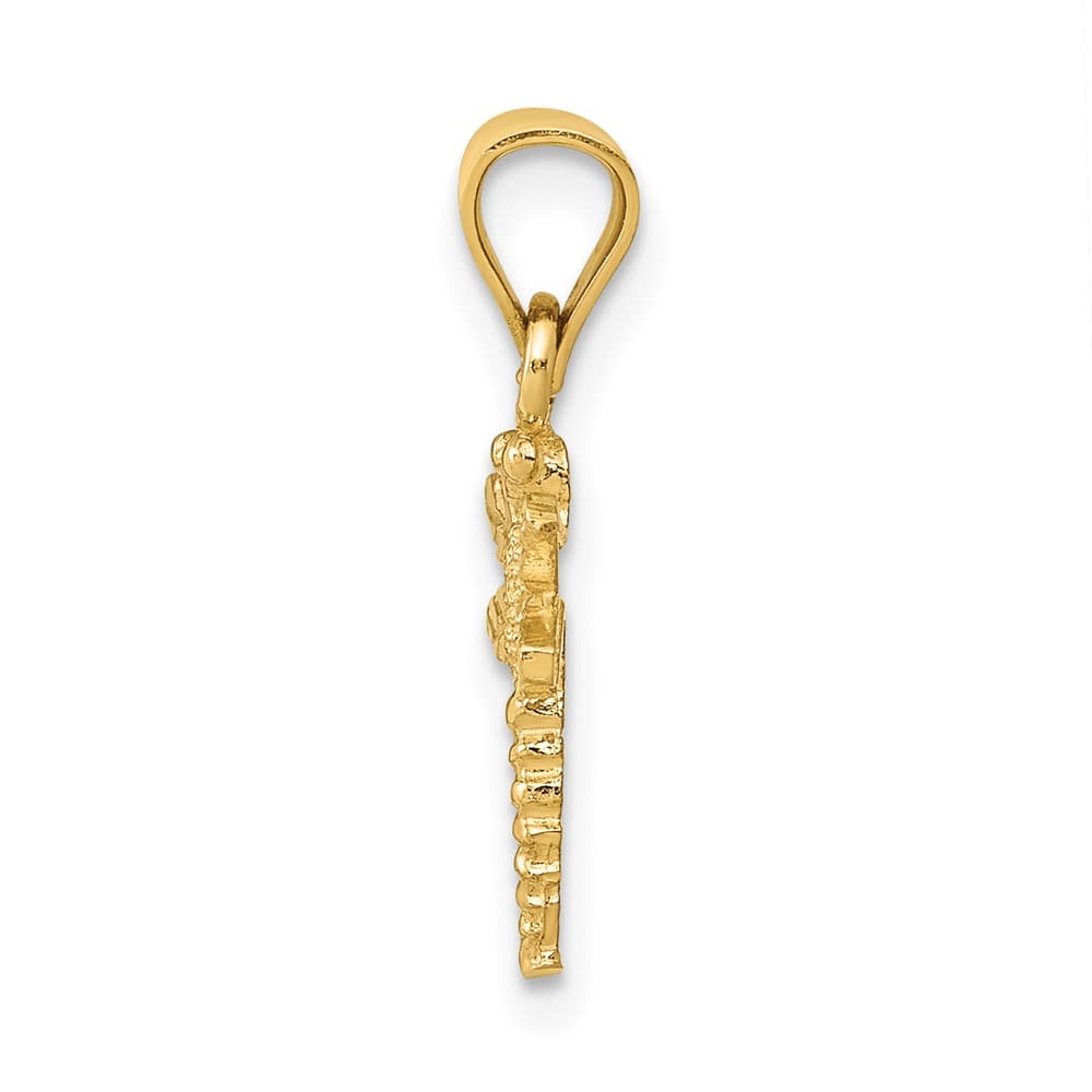 10K Yellow Gold Solid Polished Medium Dragonfly Pendant