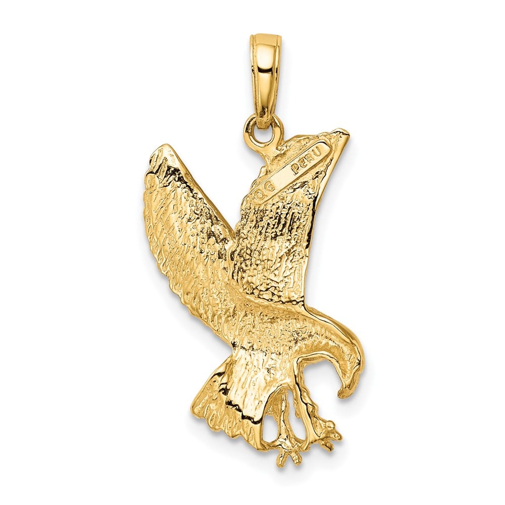 10K Yellow Gold Solid Polished Medium Eagle Charm