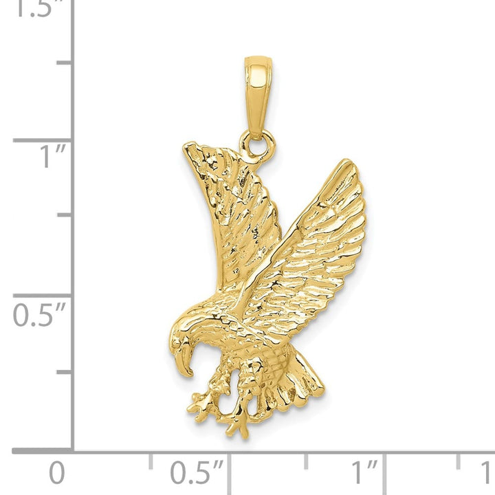 10K Yellow Gold Solid Polished Medium Eagle Charm