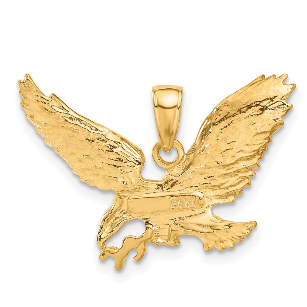 10K Yellow Gold Solid Polished Medium Eagle Pendant