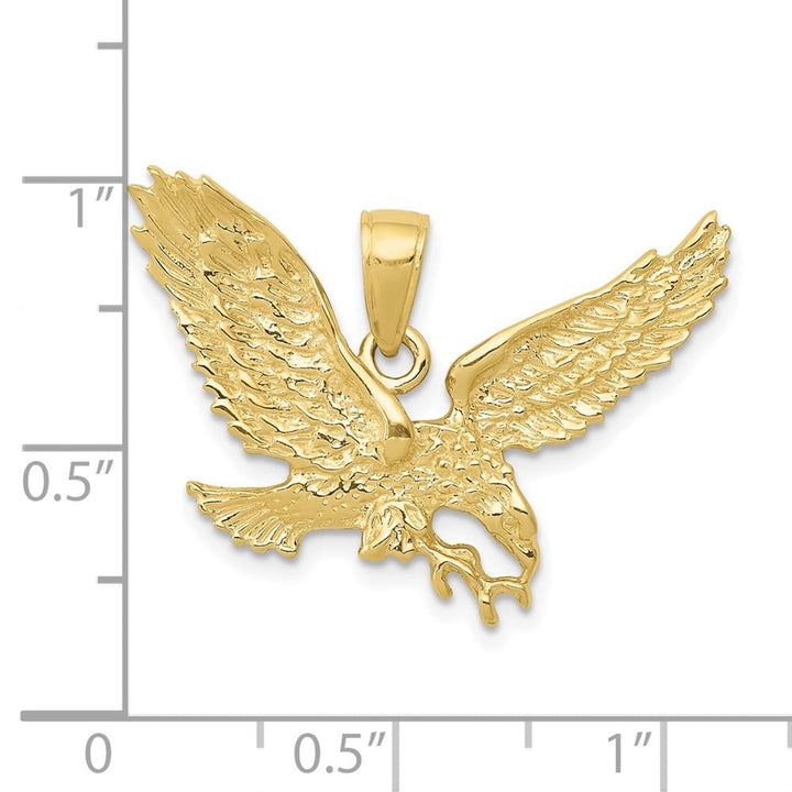 10K Yellow Gold Solid Polished Medium Eagle Pendant