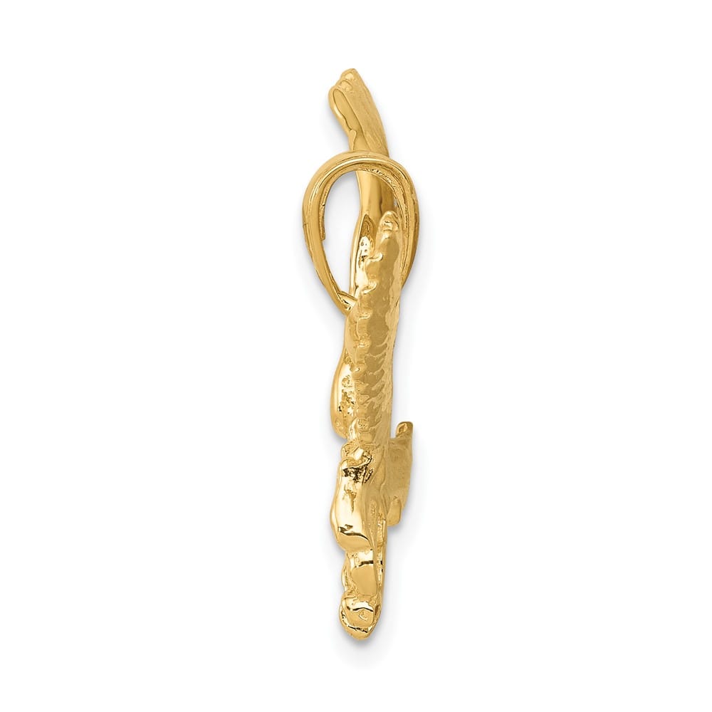 10K Yellow Gold Solid Polished Medium Eagle Pendant