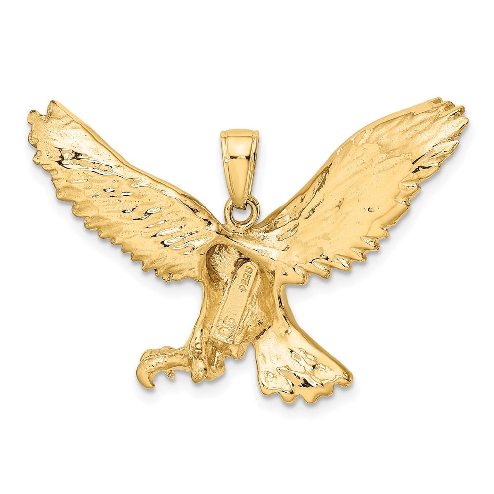 10K Yellow Gold Solid Polished Medium Eagle Pendant