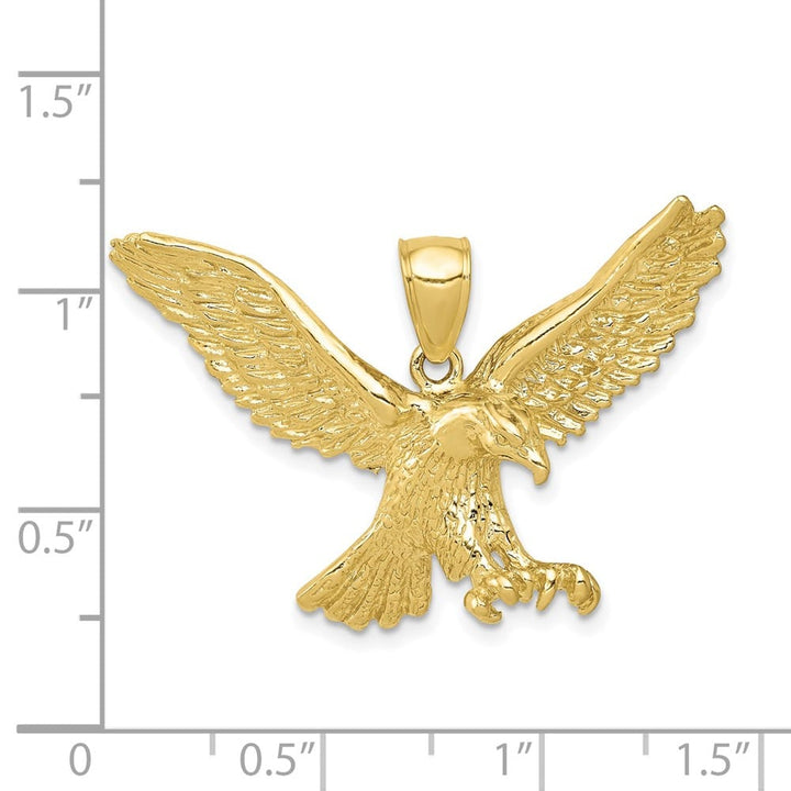 10K Yellow Gold Solid Polished Medium Eagle Pendant