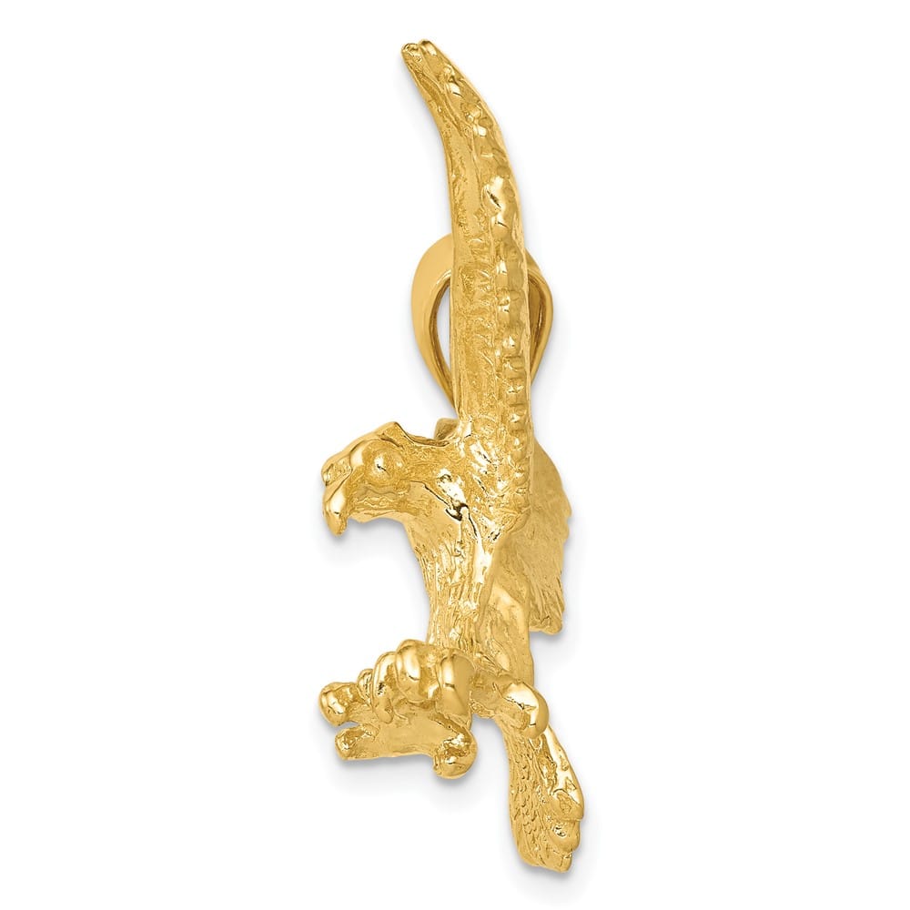 10K Yellow Gold Solid Polished Medium Eagle Pendant