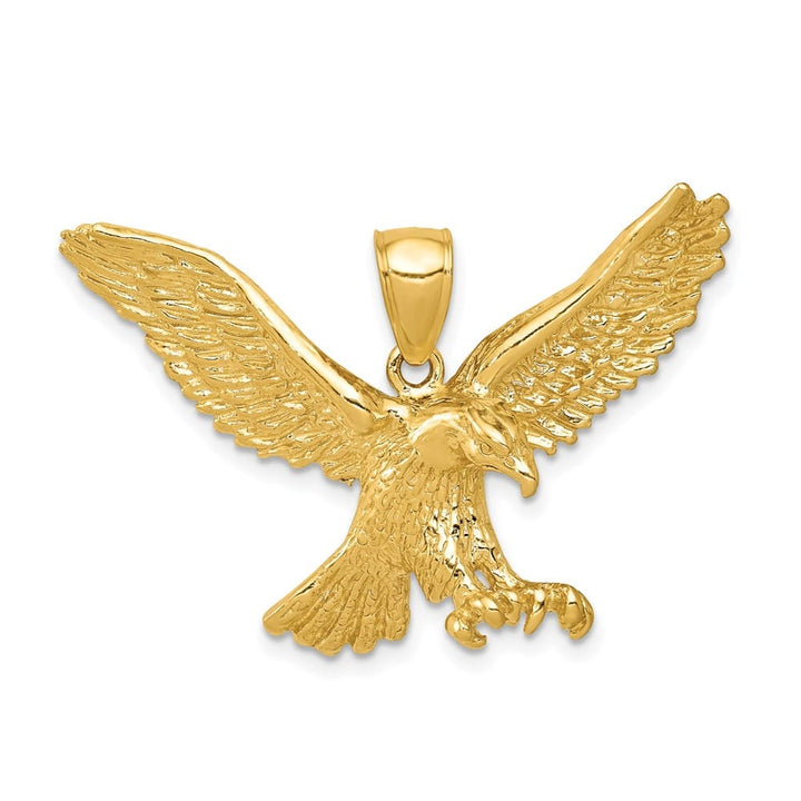 10K Yellow Gold Solid Polished Medium Eagle Pendant