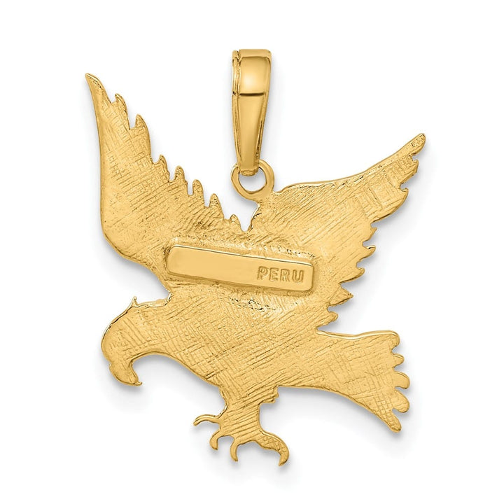 10K Yellow Gold Solid Polished Medium Eagle Pendant