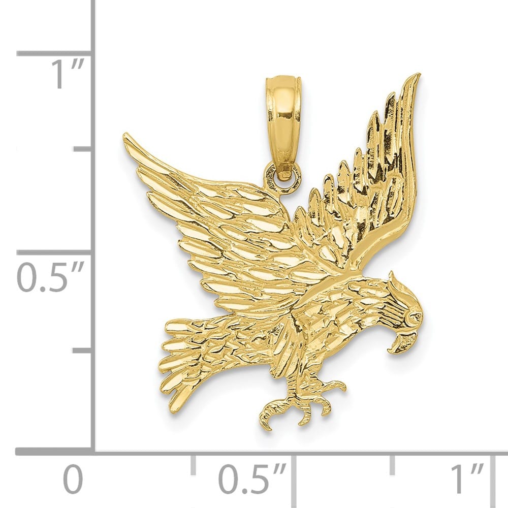10K Yellow Gold Solid Polished Medium Eagle Pendant