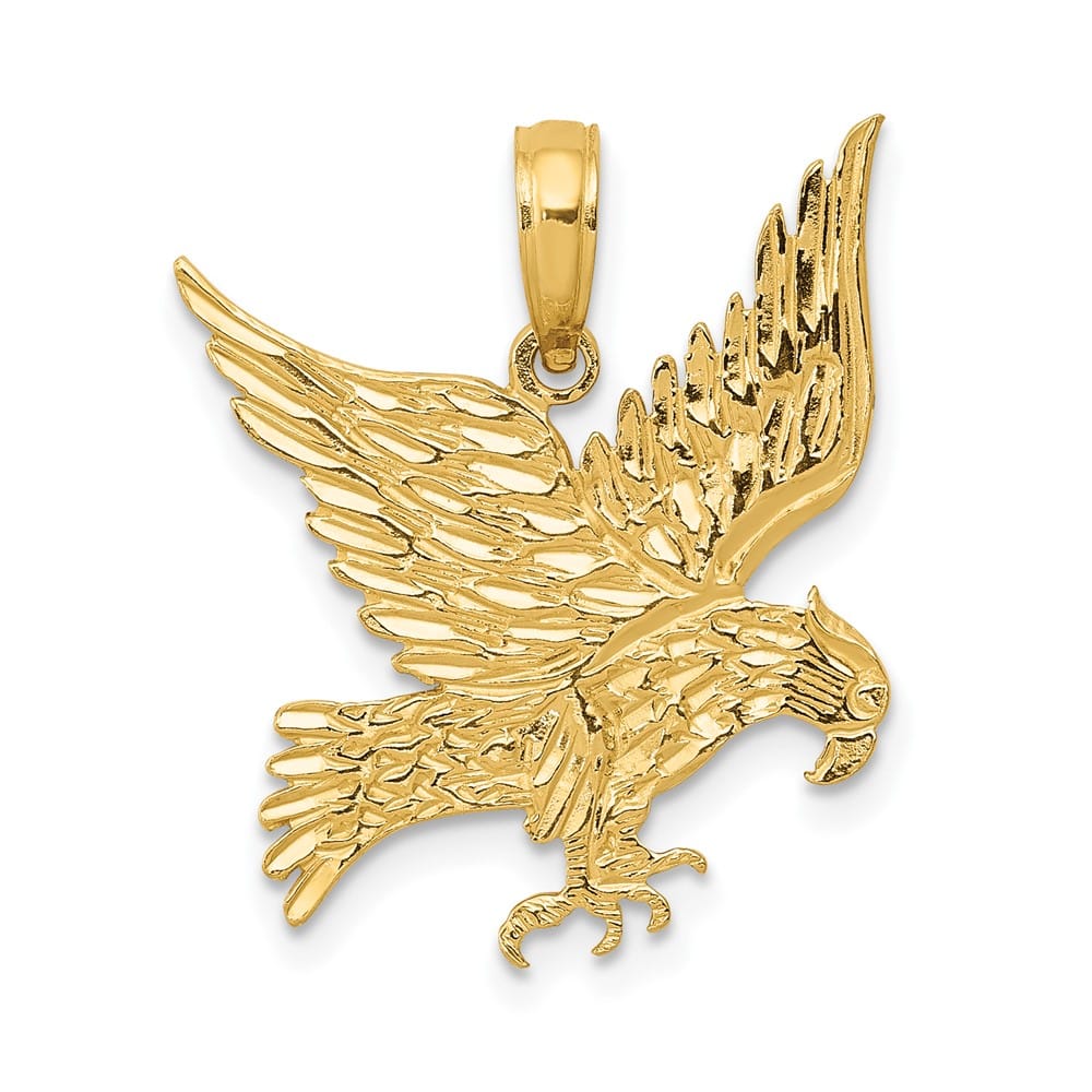 10K Yellow Gold Solid Polished Medium Eagle Pendant