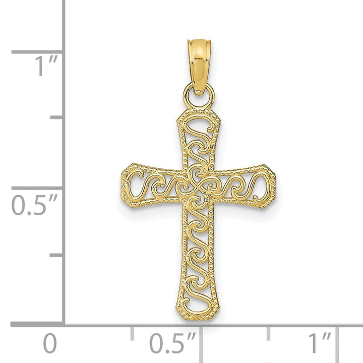 10K Yellow Gold Solid Polished Medium Fancy Cross Pendant
