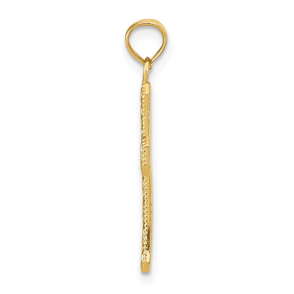 10K Yellow Gold Solid Polished Medium Fancy Cross Pendant