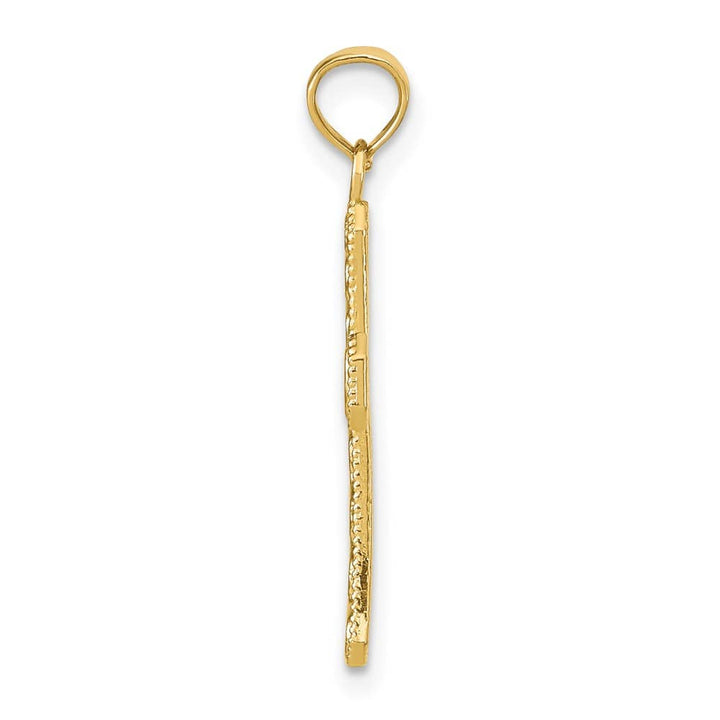 10K Yellow Gold Solid Polished Medium Fancy Cross Pendant