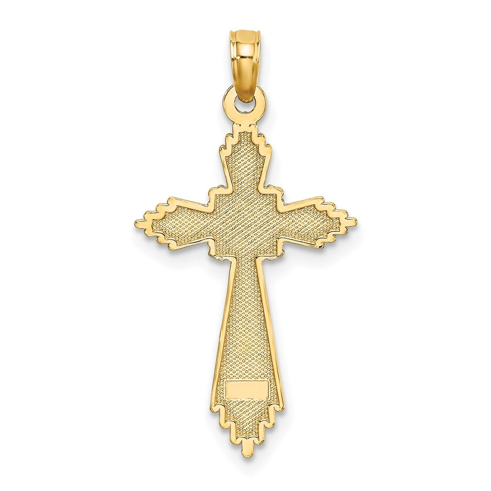 10K Yellow Gold Solid Polished Medium Fancy D.C. Passion Cross Charm