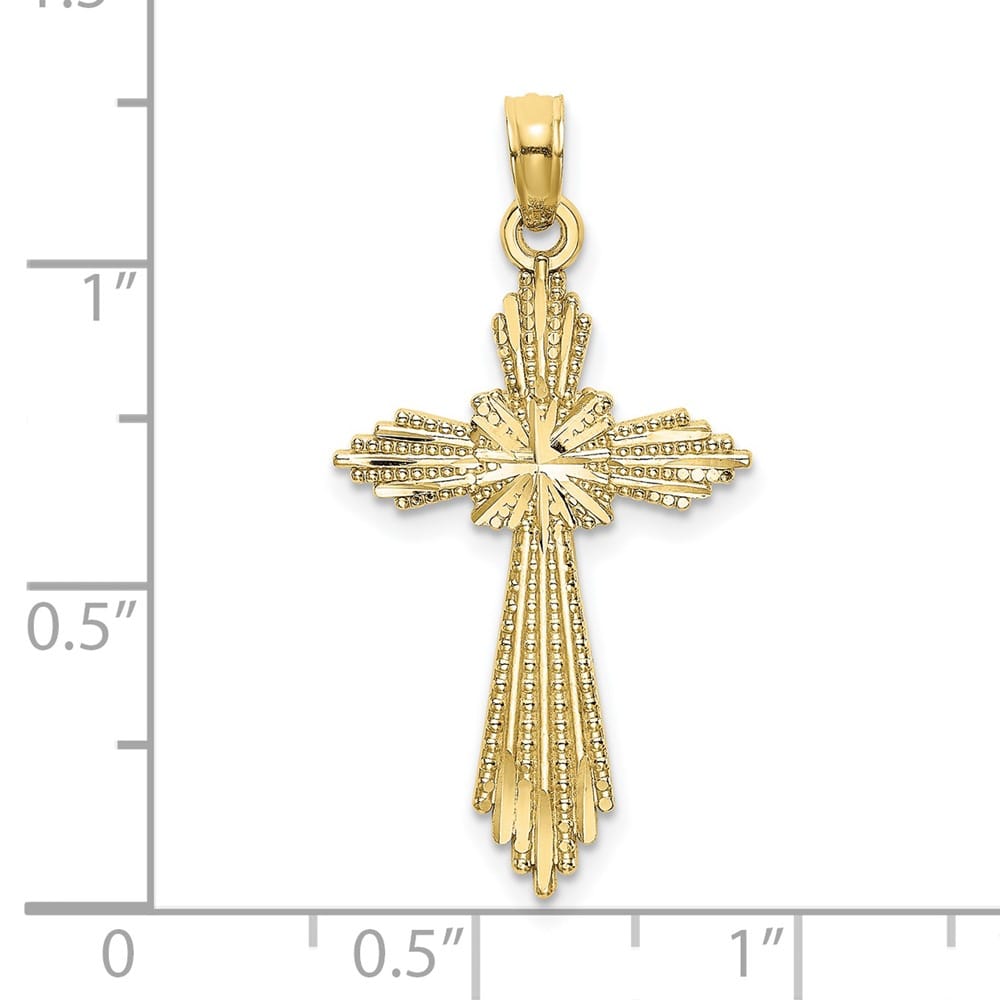 10K Yellow Gold Solid Polished Medium Fancy D.C. Passion Cross Charm