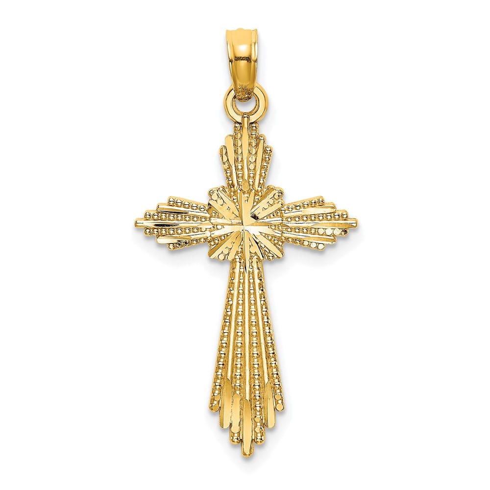 10K Yellow Gold Solid Polished Medium Fancy D.C. Passion Cross Charm
