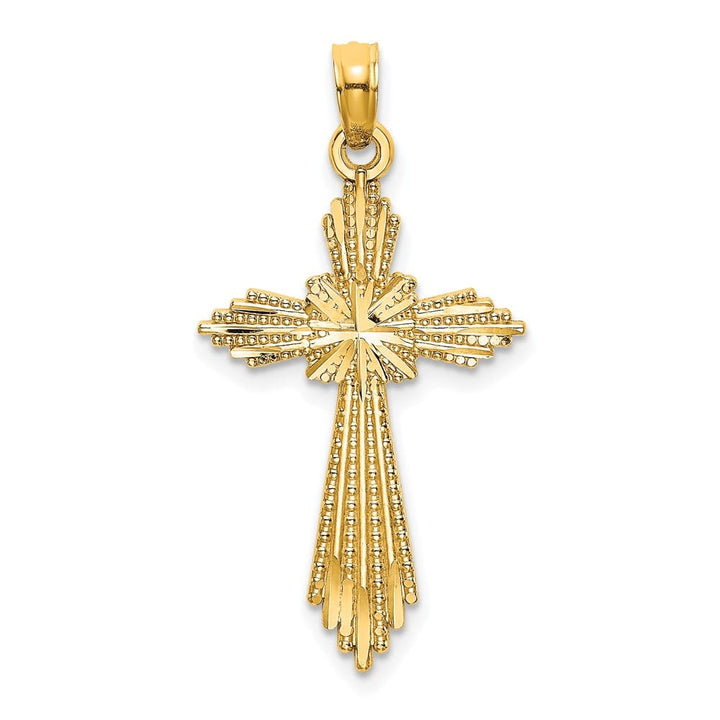 10K Yellow Gold Solid Polished Medium Fancy D.C. Passion Cross Charm